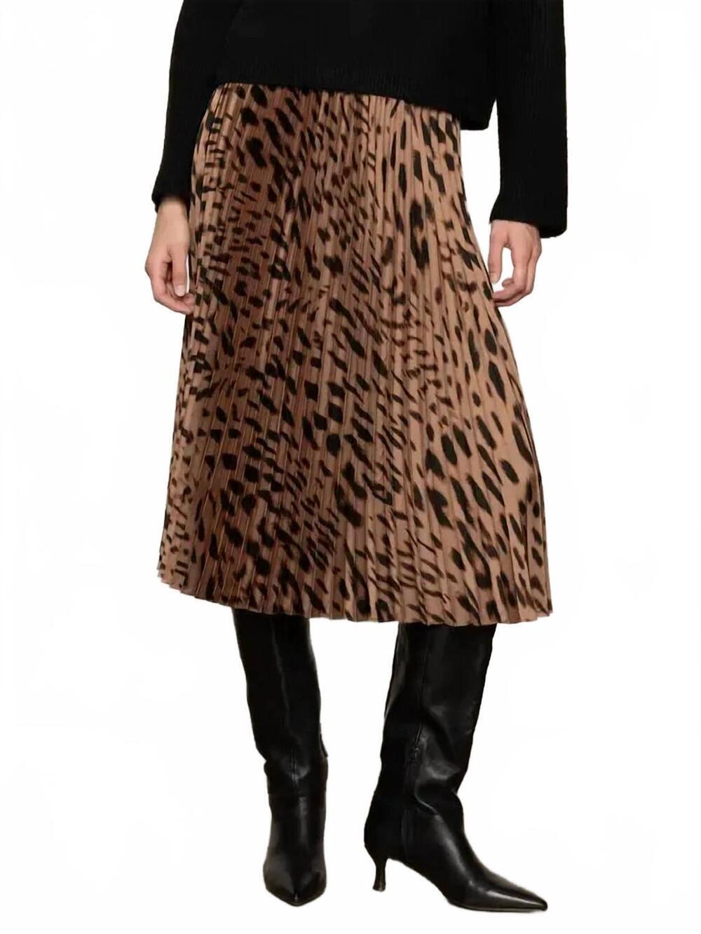 NEW SANCTUARY women's nostalgia pleated midi skirt in mocha